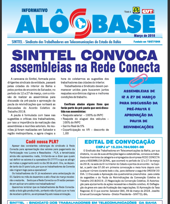 Sinttel convoca assembleias na Rede Conecta